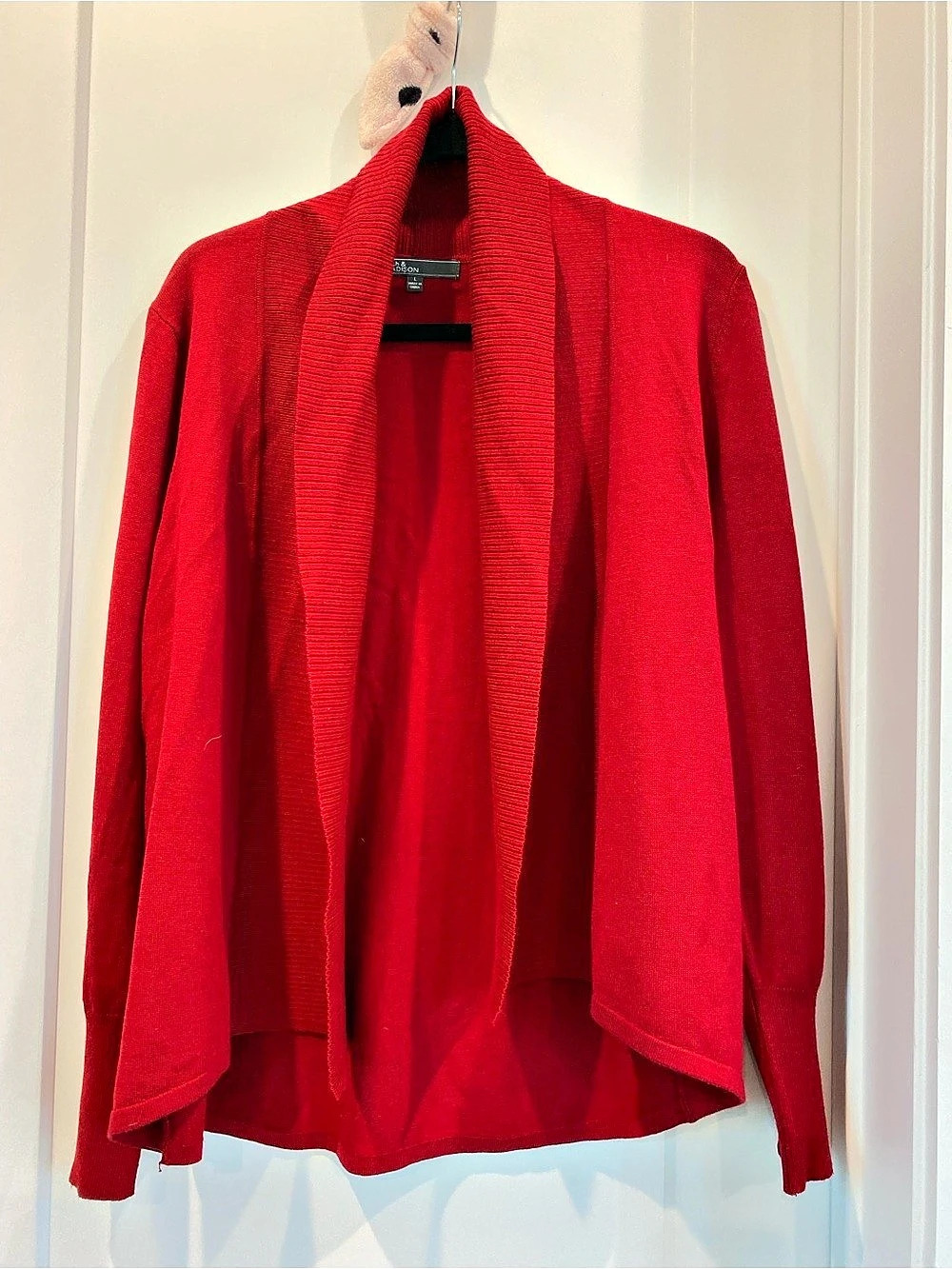 89th & Madison Red Open Front Cardigan Size Large